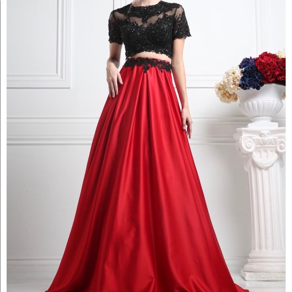 red and black ball gown